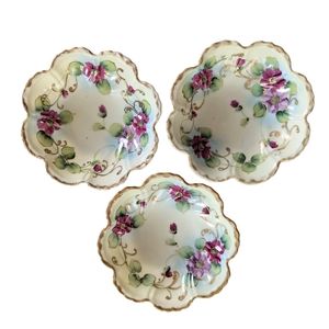 Set of 3 Vintage Hand Painted Japanese Berry Bowls
